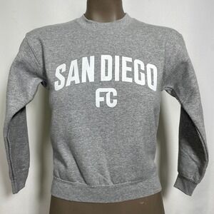 San Diego FC MLS Soccer Peace Collective Grey Cropped Sweatshirt Women's SMALL